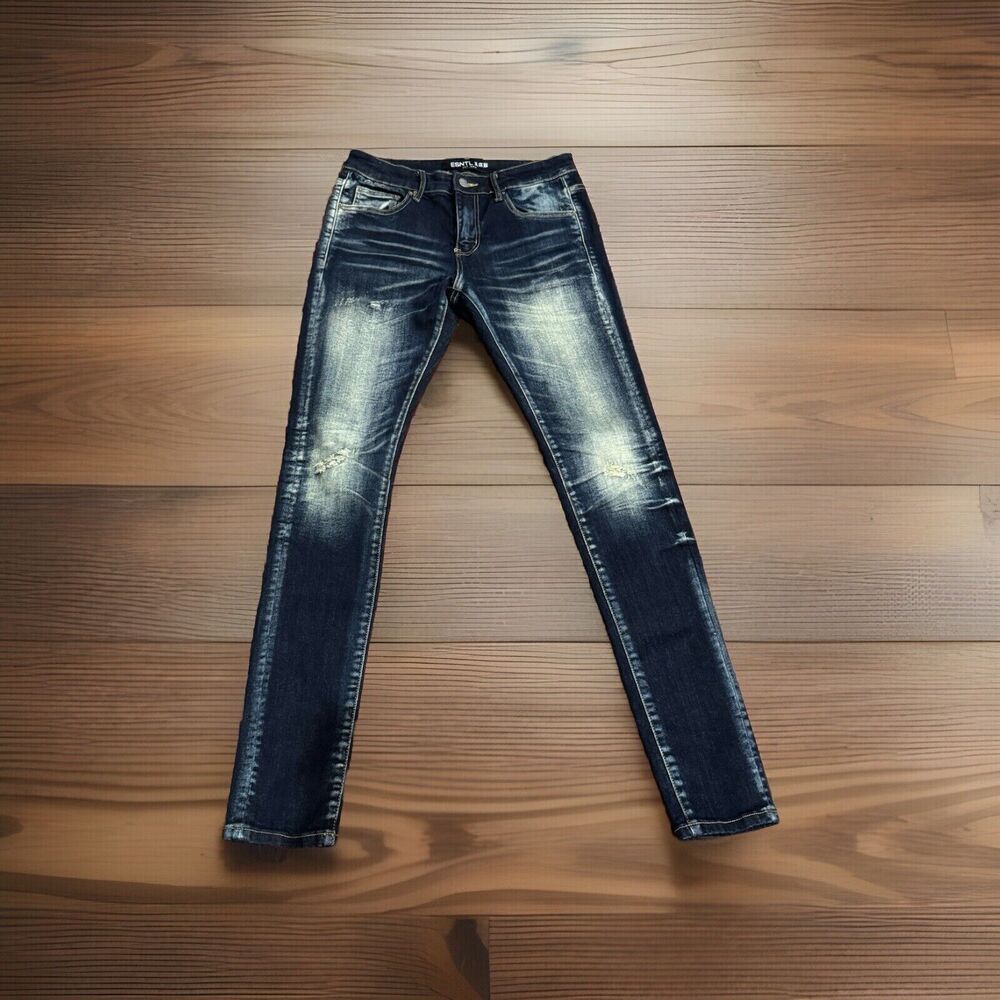 ESNTL LAB DISTRESSED STREET BLUE JEANS SIZE 30 MEN